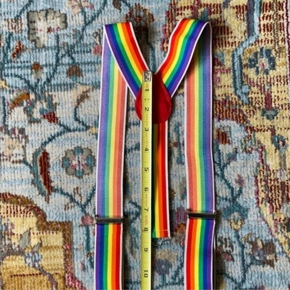 Amscan Elastic Rainbow Stripe Suspenders Unisex Mork & Mindy Child Adult OS New